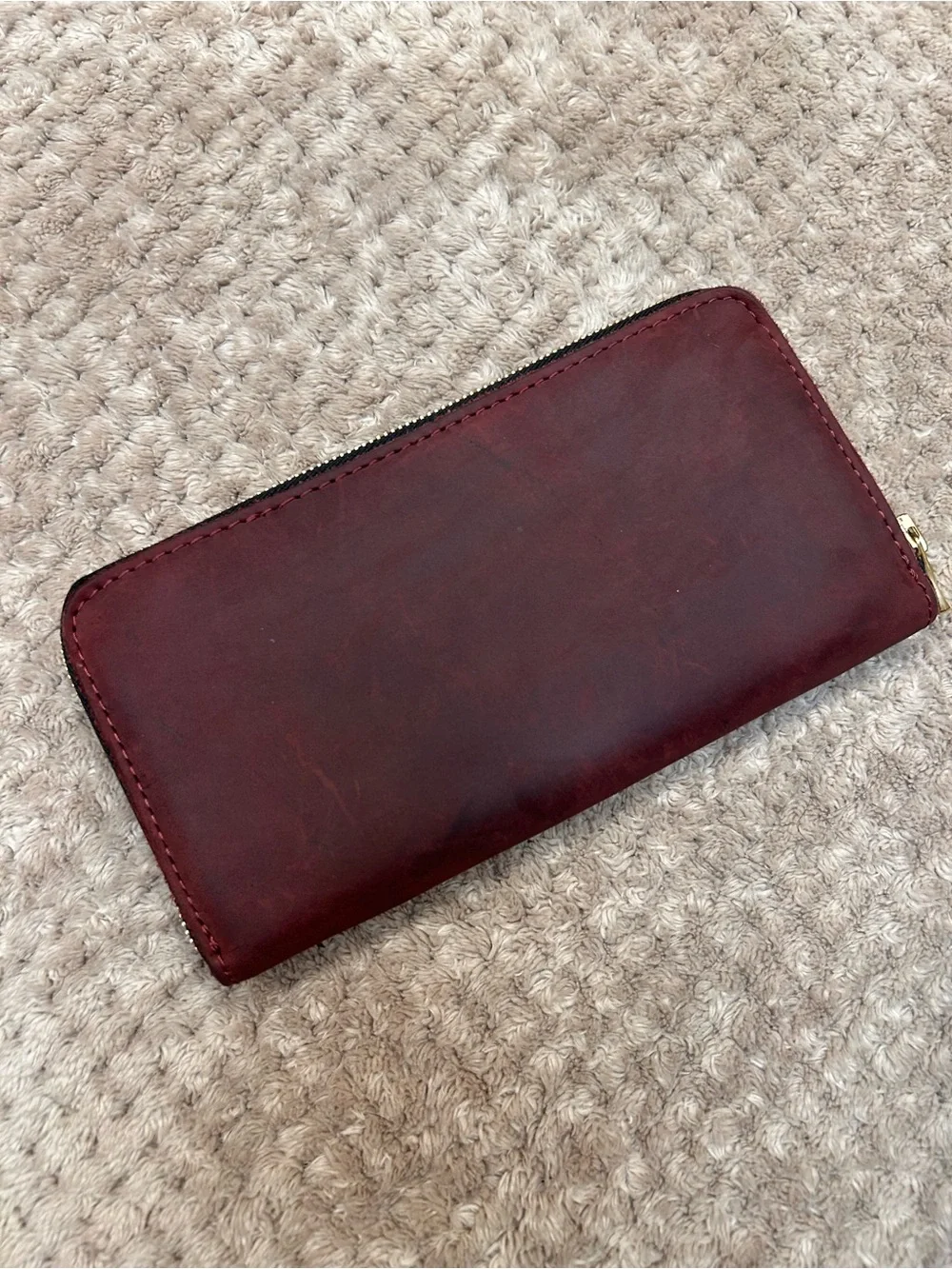 Portland Leather Goods Accordion Zip Wallet in Merlot
